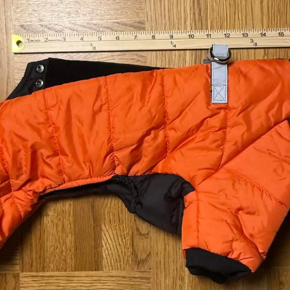 DUDUMA Orange Black Puffer Dog Jacket Coat Size XL Reflective Buckles